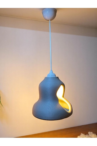 Beton Görünümlü Şık Ve Modern İskandinav Avize Rustik Ampul Hediyeli Gri