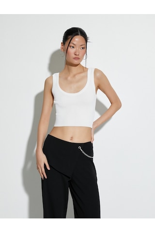 Koton Crop Atlet Kalın Askılı U Yaka Fitilli Beyaz 4sak30047ht 4SAK30047HT000 Beyaz