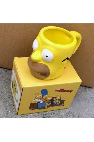 The Simpsons 3d Seramik Kupa Bardak, Sarı, Karakter Tasarımlı, Geniş Kulplu Sarı, Beyaz Ve Kahverengi