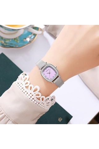 Yingfu Mor Kadın İzle Kadranlı Minimalist Elbise Kol Saati Bayan Kız Moda Takı Doğum Günü Hediyesi/ Mor