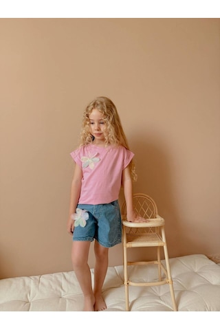 Jolly Kids Kız Çocuk Kot Jean Şortlu Badili Takım Pembe