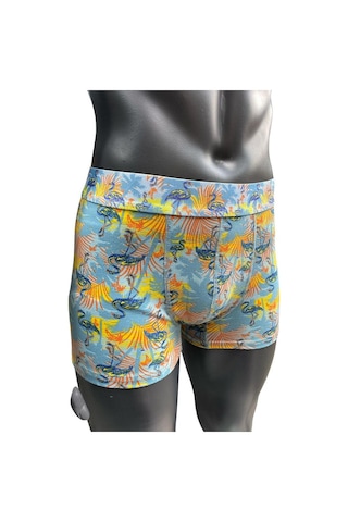 Erkek Karışık Pamuklu Esnek 4'lü Boxer Paketi 2304 Mavi