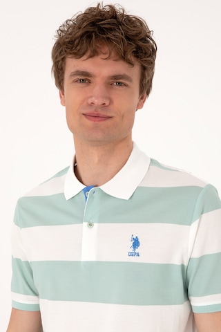 U.S. Polo Assn. Erkek Regular Fit Su Yeşili Polo Yaka Çizgili Tişört 50306827-VR048
