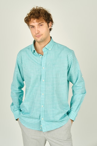 Figs Erkek Slim Fit Çizgili Uzun Kollu %100 Pamuk Gömlek 0015 Mint Mint