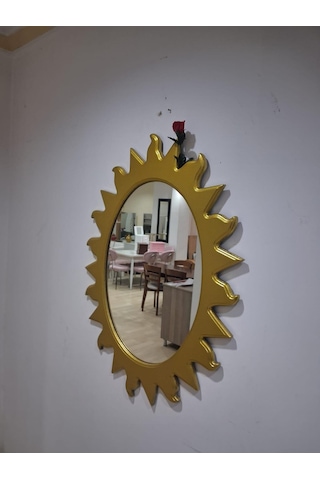 Ayna Güneş 90672 Model Parlak Gold Renk Kayın Torna Kutu Sevk El Yapım