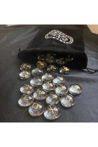 Willowhaven 25 Adet Boho Tarzı Şeffaf Cam Rün Taşları Seti, Oyma Yazılı, Falcılık Aracı