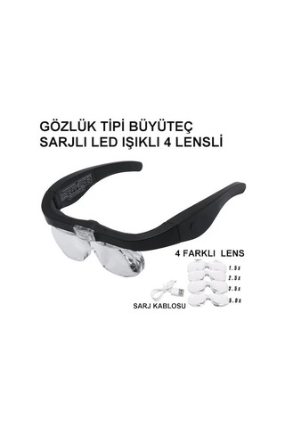 Northcity Şarjlı Gözlük Büyüteç 4 Farklı Lens 11537dc