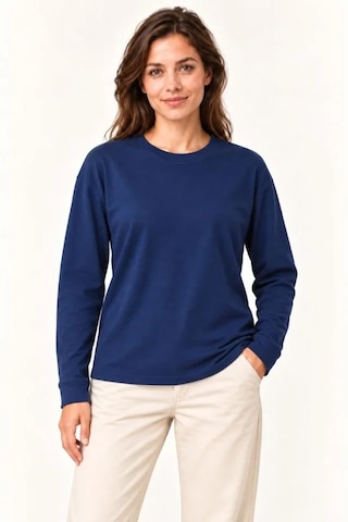 Suma Modal Yumuşak Dokulu Bisiklet Yaka Uzun Kollu Sweatshirt Lacivert