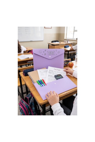 Vanilya Sarı Çıtçıtlı Dosya Pastel Renk A4 2 Adet Dosy Plastik Renkli Zarf Dosya Çıt Çıtlı Dosya Ödev Evrak Belge