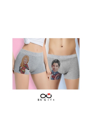 BK Gift Çiftlere Özel Süper Kahraman Karikatürlü 2’li Boxer Seti,