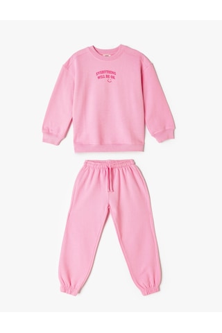 Koton 2'li Eşofman Takımı Sweatshirt Ve Eşofman Altı Şardonlu Pembe 5wkg10319ak Gülkurusu