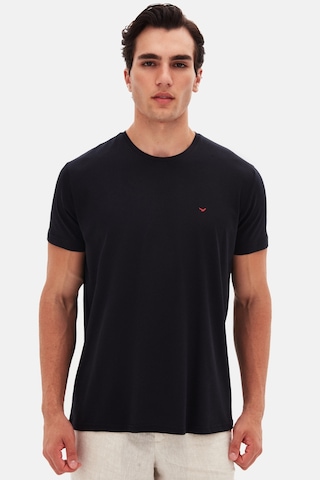 D's Damat Ds Damat Regular Fit Siyah Düz Nakışlı %100 Pamuk T-shirt 4hc140632006m Siyah