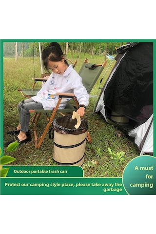 Teltree Kamp Ve Bahçe İçin Taşınabilir Çevirkli Çöp Kutusu - Siyah, 25cm Mini Boy, Tek Kollü, Yaprak Ve Atık Toplama