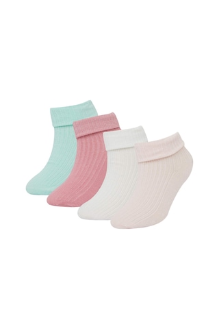 DeFacto Kız Bebek Dikişsiz 4'lü Pamuklu Uzun Çorap C9092A5NSKR1 Çok Renkli