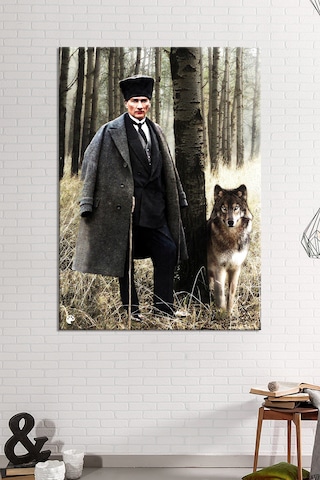 Mustafa Kemal Atatürk Kanvas Tablo Okullara İşyerlerine Uygun  (8 Farklı Ölçü) 70 x 50