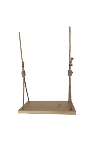 KONYALPG Dekoratif Dogal Ahşap Jut Halatlı Salıncak Büyük Boy Sal Doğal