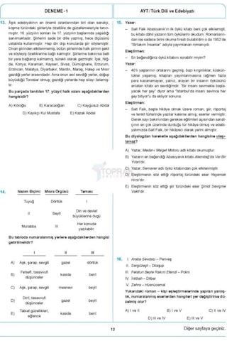 Toprak Yayınları Ayt 25'Li Edebiyat Deneme 2022 Model