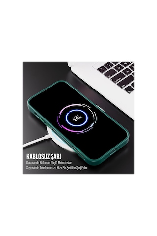 iPhone Uyumlu 14 Plus / 15 Plus Kamera Koruma Stantlı Magsafe Destekli Lens Koruyucu Telefon Kılıfı Haki