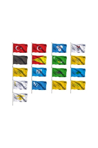 Eski Türk Devlet Bayrakları Sopalı 15X22.5Cm