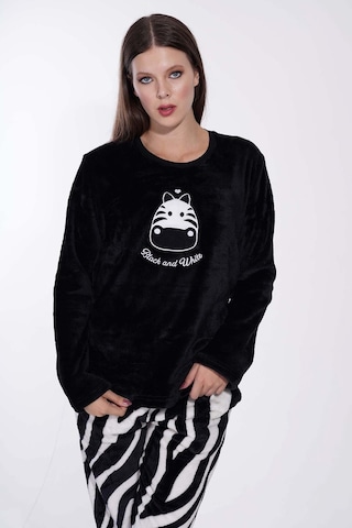 Kadın Uzun Kol Welsoft Siyah Pijama Takımı C3t0n3o059 001