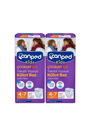 Canped Kids Çocuklar İçin Tekstil Yüzeyli Külot Bez 17-30 KG 4-7 Yaş 2 x 9 Adet