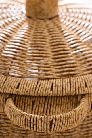 Digithome Rattan Hasır Kapaklı Çok Amaçlı Depolama Mutfak Banyo Sepeti 23 Cm Kahverengi Kahverengi