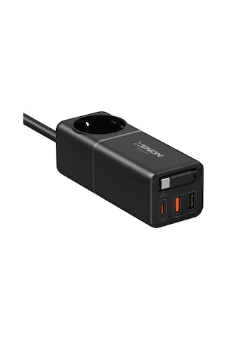 Xenon Smart Masaüstü Priz Hızlı Şarj İstasyonu | 75W GaN, 4000W AC, Dahili USB-C Kablo, 3x USB, PD PPS (X6412)