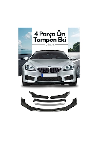 Gri 4 Parça Ön Lip Universal Ön Tampon Eki Piano Black Gri Renk