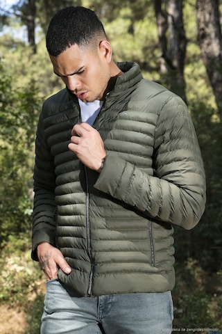 Buratti Su Itici Slim Fit Cepli Dik Yaka Şişme Erkek Mont 649010 Haki