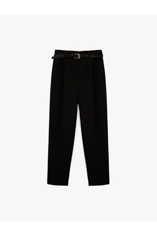 Koton Slim Fit Yüksek Bel Kemerli Cigarette Kumaş Pantolon Siyah 6wak40018uw Siyah