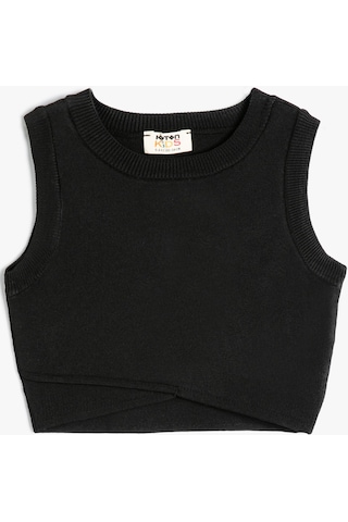 Koton Kolsuz Crop Kazak Halter Yaka Dar Kalıp Asimetrik Kesim Siyah 4skg90001at 4SKG90001AT999 Siyah