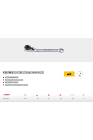 Ceta Form F26-Br2 1-4" Bits Cırcır Kolu No.2