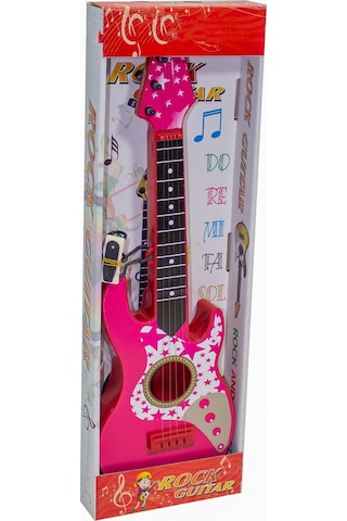 Rock Gitar Oyuncak Metal Telli 45 Cm Pembe