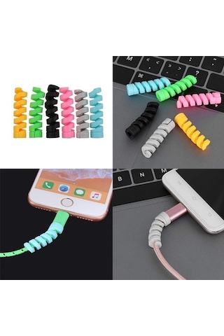 Telefon Şarj Kablo Koruyucu Silikon Spiral Usb Koruyucu 4Lü Paket (444399256)