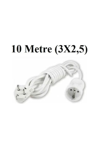 Topraklı Uzatma Seyyar Kablosu 10 Metre Tekli Priz 3x2.5 Mm