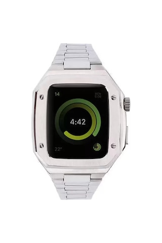 Newface Apple Watch Uyumlu 45mm Metal Petek Kasalı Kordon - Gümüş