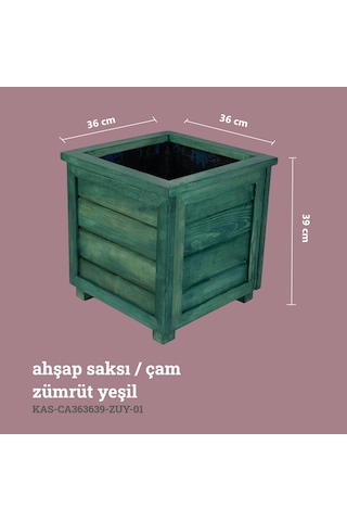 Kaf Ahşap Dekoratif Ahşap Saksı / Zümrüt Yeşili