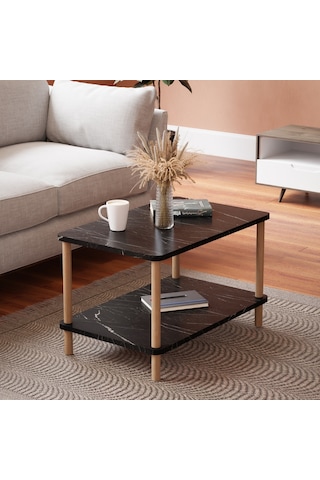 Orta Sehpa Dikdörtgen Ahşap Ayaklı Iki Katlı Gazetelikli