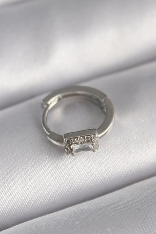 Bfs 316l Çelik Gümüş Renk Kare Zirkon Taşlı Tragus Piercing Çok Renkli