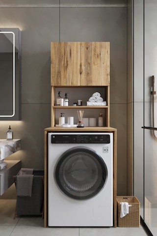 Vega Çamaşır Makinesi Üstü Dolap Banyo Dolabı Kapaklı Dolap Çamaşır Dolabı Üst Dolap Atlantik Çam