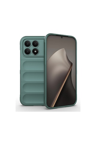 Poco F8 Pro Kılıf Esnek Tpu Oyuklu Arka Yüzey Tasarımlı Mkst Etnik Silikon Kapak - Koyu Yeşil Yeşil