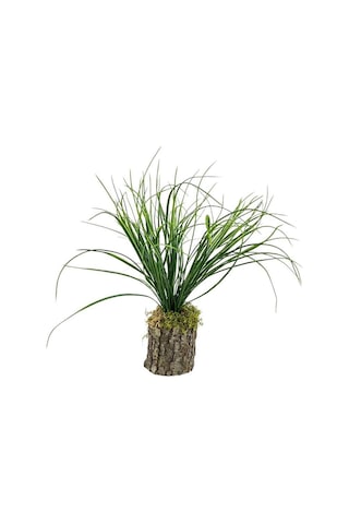 Yapay Çiçek Kütük Saksıda Saz Otu 35Cm Dekoratif Masa Çiçeği 40x