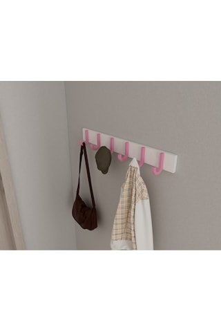 Hepsi3boyutlu Modern Duvar & Kapı Baston Askılık - 6 Adet Pembe J Askılık - Model No : 6 Pembe