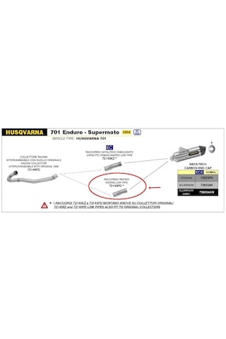 Arrow Husqvarna 701 Enduro/supermoto Ara Boru 17-20