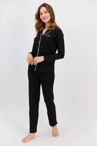 Pierre Cardin 7717 Gömlek Model Kadın Pijama Takım Siyah