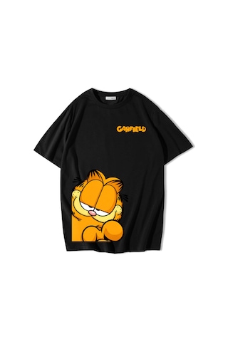Brz Collectıon Brz Collection Unisex Oversize Garfield T-shirt Siyah