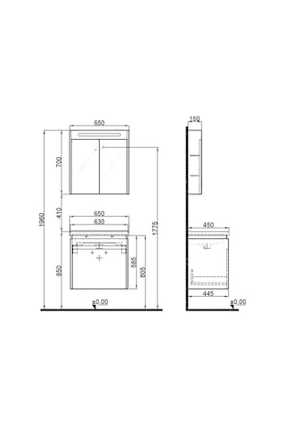 Kale Idea 2.0 65 Cm Tek Çekmeceli Set Pasifik A Lavabo Dolabı + Aynalı Dolap Ceviz