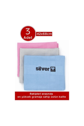 Silver Home Mikrofiber Dekoratif Cam Bezi Pk : 3 Adet Bezler 42 x 68 CM