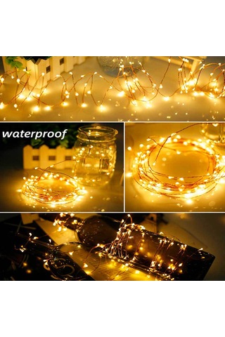 Mufunye Led Bakır Tel Işıklı Zincir 5m 50 Işık Beyaz Renk, Ev Bahçe Noel Düğün Dekorasyon Aracı, Enerji Tasarruflu Fairy Işıklı Süs