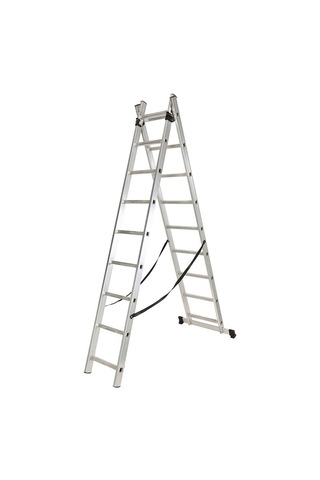 Asil Alüminyum 2 Parçalı Endüstriyel Merdiven Çok Amaçlı 2x6 / 2x7 / 2x8 / 2x9 Basamak En131 Sertifikalı 2x8 Basamak